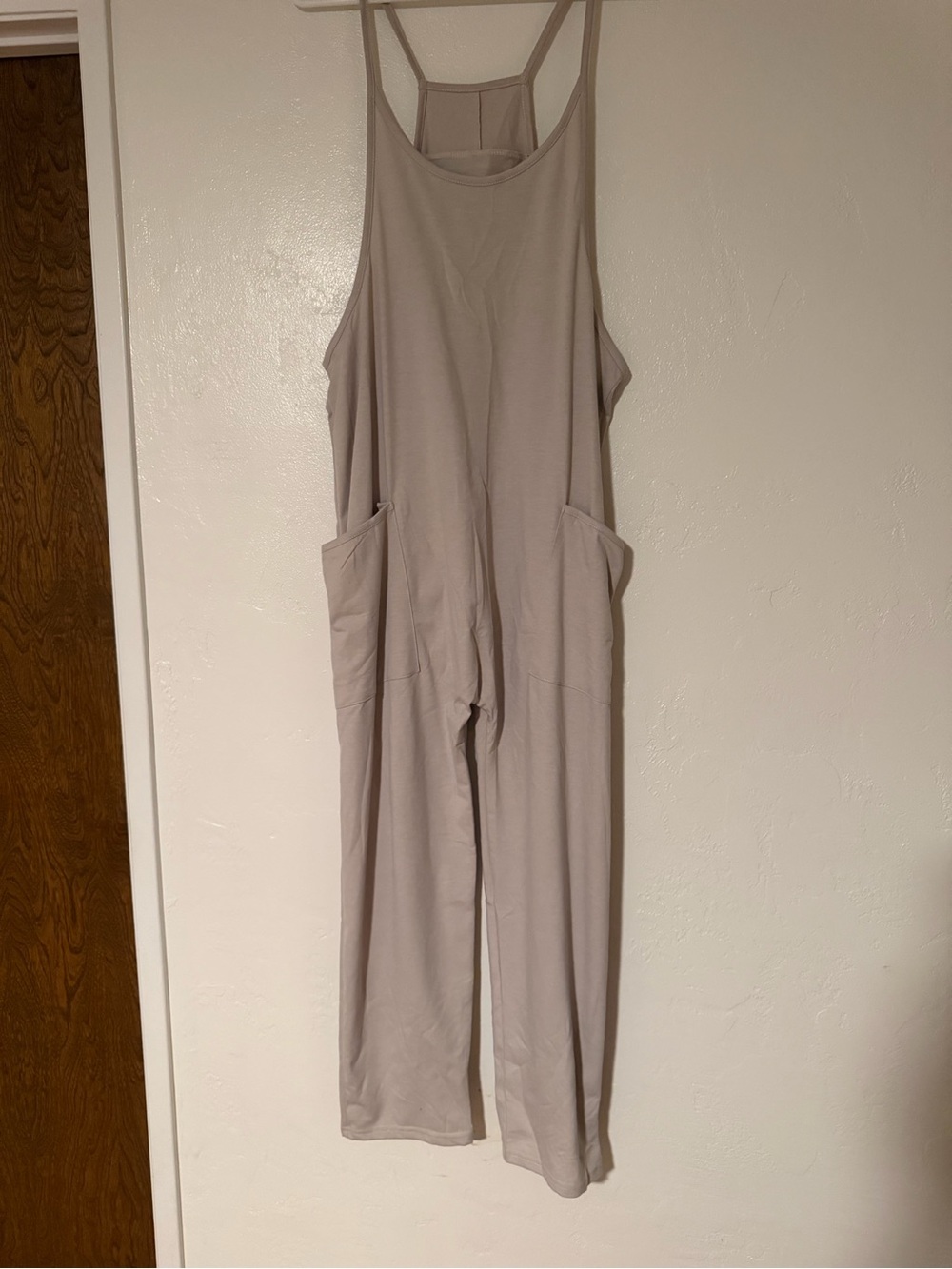 Relaxed Wide-Leg Jumpsuit in Light Taupe